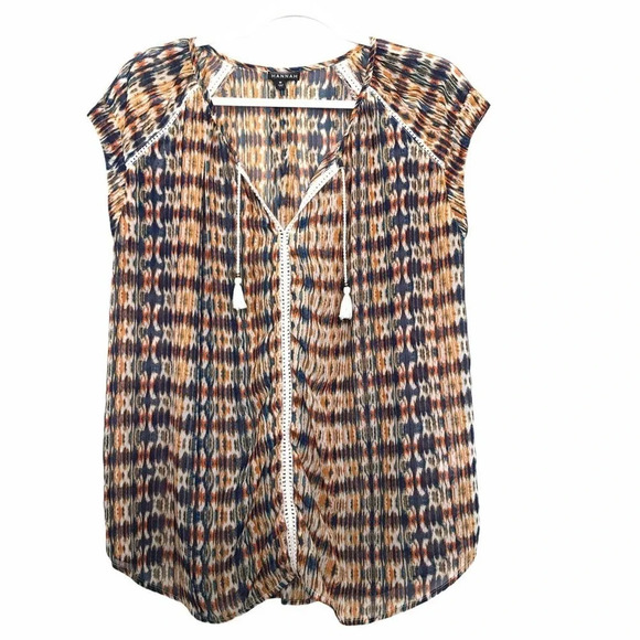 Hannah Tops - Hannah Semi Sheer Tassel Top Size Medium